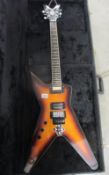 A left hand Dimebag Darrell special edition Dean Flying V guitar with hard case.