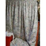 A pair of curtains with tie back, 250w x 135d.