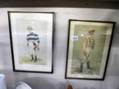 2 Framed and glazed vanity fair Jockey prints 'Bernard' and 'Danny'