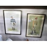 2 Framed and glazed vanity fair Jockey prints 'Bernard' and 'Danny'