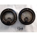 2 vintage volt meters