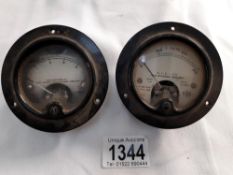 2 vintage volt meters