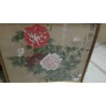 A framed and glazed Chinese floral study, signed.