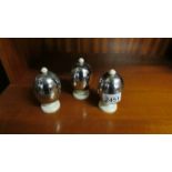 3 art deco chrome egg cups.