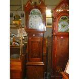 A Victorian oak 30 hour long case clock with painted dial, W Farnhill, Rotherham.