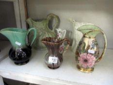6 jugs by Minton, Myott, Old Foley,