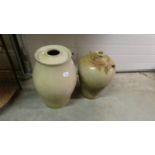 Two large stoneware pots, a/f.