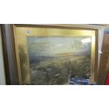 A large signed framed and glazed rural scene.