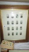 A framed and glazed set of cigarette cards and others.