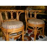 A pair of bamboo conservatory chairs.