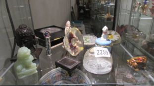 A mixed lot of paperweights, figures etc.