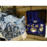 A travelling communion set with small challice,