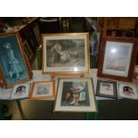 8 good framed pictures including children etc.