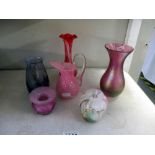 A selection of art glass and vases