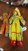 2 Native American felt dolls by Norah Welling (one missing a foot).