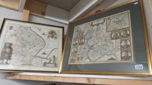 Two framed and glazed old maps.