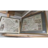 Two framed and glazed old maps.