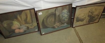 3 framed and glazed drawings/paintings by Nottingham artist Doris Anne Walker.