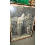 A framed and glazed Victorian print of a soldier bidding his sweetheart goodbye.