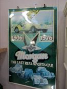 A large laminated poster of Morgan cars 1936-1976