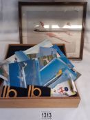 A signed aeroplane photograph (f & g) and a quantity of flight postcards and ephemera