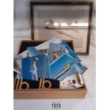 A signed aeroplane photograph (f & g) and a quantity of flight postcards and ephemera