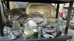 A mixed lot of silver plate trays etc.