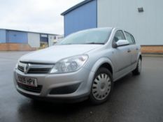 A 2009 Vauxhall Astra, 1.6 petrol, Manual, silver with black/grey interior. No tax, MOT or log book