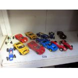 A selection of scalextric cars including Triumph, Ferrari etc.