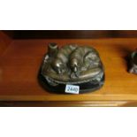 A bronze King Charles spaniel group signed 'Lisage Jules Bonhew'