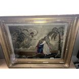A large gilt framed tapestry of Angels size; 80.5cm x 66cm approx.