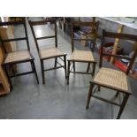 A set of 4 Edwardian chairs wirh reed seat panels
