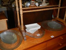 A quantity of decorative glass dishes in various sizes, a glass fish server and 2 Ensign dishes.