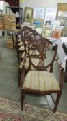 A set of 6 shield back dining chairs.