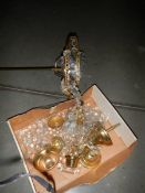 A vintage chandelier with glass droppers for spares or repairs,