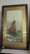 A framed and glazed watercolour, European School, signed but indistinct, sailing boats.