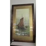 A framed and glazed watercolour, European School, signed but indistinct, sailing boats.