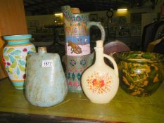 5 pieces of studio pottery including Austrian