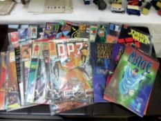A mixed lot of comics (approx. 29) including Marvel, QC, Malibu, DC etc.