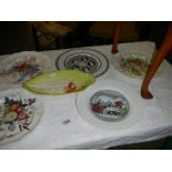 A Carlton ware lobster dish and 6 collector's plates.