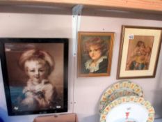 Framed and glazed portrait of fair haired child,