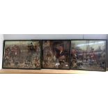 3 framed and glazed hunting prints sizes; 50cm x 37cm approx.