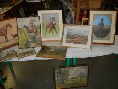 9 pictures including horse racing, hunting etc.