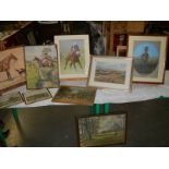 9 pictures including horse racing, hunting etc.