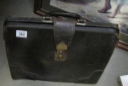 An old leather briefcase.