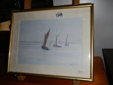 A Sailing boat print by Tophill 2002 (stand not included)
