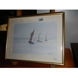 A Sailing boat print by Tophill 2002 (stand not included)