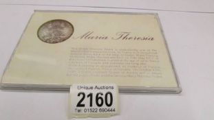 A 1780 Maria Theresa silver thaler.
