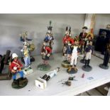 A collection of military figures in resin and porcelain by Madrigale etc.