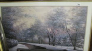 A large framed and glazed rural scene.